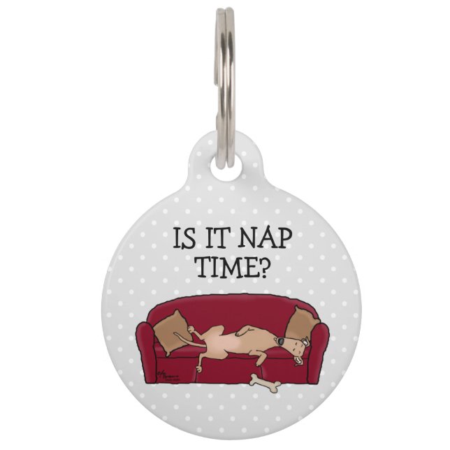 Couch Greyhound (fawn) Dog Lazy Sleeping Funny Haustiermarke (Vorderseite)