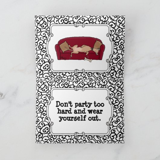 Couch Greyhound (fawn) Dog Lazy Sleeping Funny Karte (Innenseite)