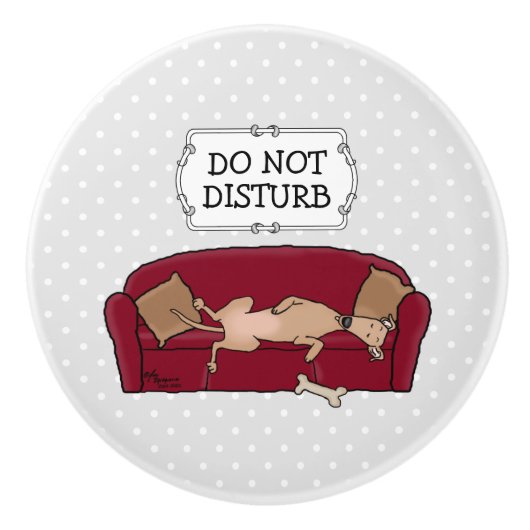 Couch Greyhound (fawn) Dog Lazy Sleeping Funny Keramikknauf (Vorderseite)