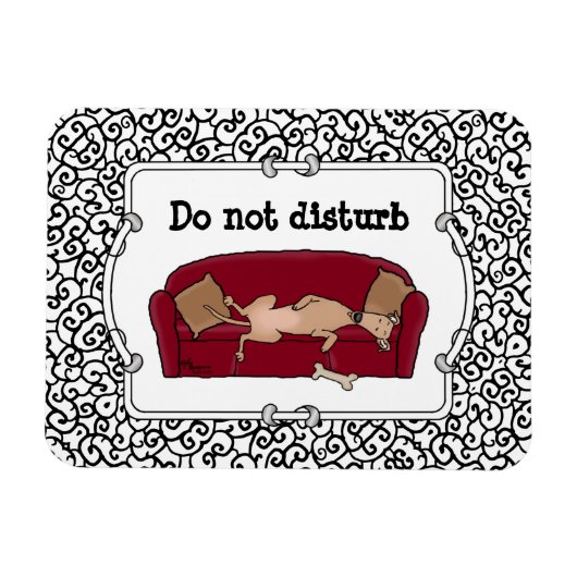 Couch Greyhound (fawn) Dog Lazy Sleeping Funny Magnet (Horizontal)