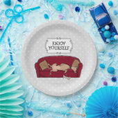 Couch Greyhound (fawn) Dog Lazy Sleeping Funny Pappteller (Party)
