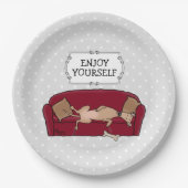 Couch Greyhound (fawn) Dog Lazy Sleeping Funny Pappteller (Vorderseite)