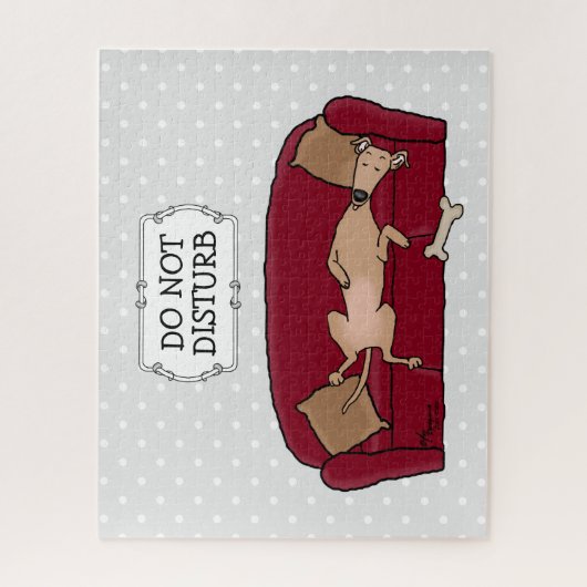 Couch Greyhound (fawn) Dog Lazy Sleeping Funny Puzzle (Vertikal)