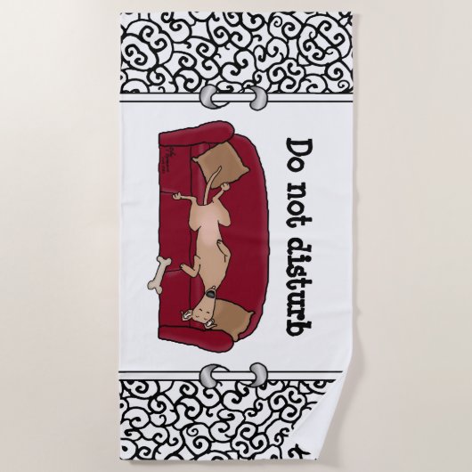 Couch Greyhound (fawn) Dog Lazy Sleeping Funny Strandtuch (Vorderseite)