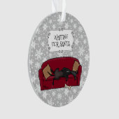 Couch Greyhound (schwarz) Hund Gewartet für Santa Ornament (Vorderseite)
