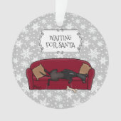 Couch Greyhound (schwarz) Hund Gewartet für Santa Ornament (Vorderseite)
