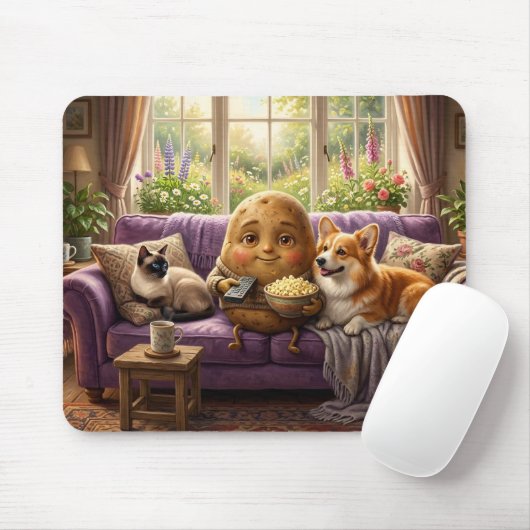 Couch-Potato-Corgi und Katze Mousepad (Mit Mouse)