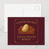 Couch-Potato-Postkarte - Couch, Snacks, Repeat  Postkarte (Vorne/Hinten)