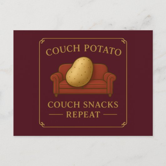 Couch-Potato-Postkarte - Couch, Snacks, Repeat  Postkarte (Vorderseite)