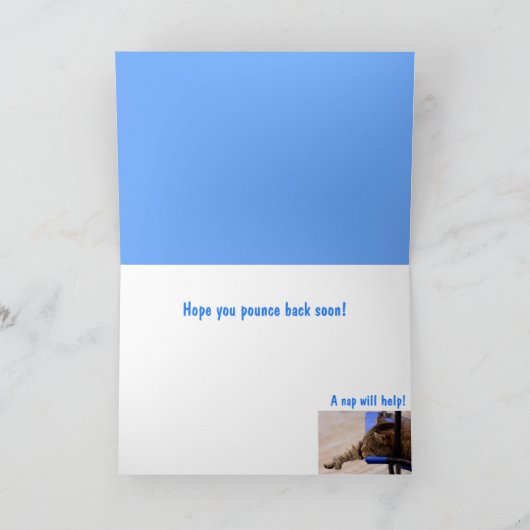 Couch Potato Sluggish Cat Get Well Card Karte (Innenseite)