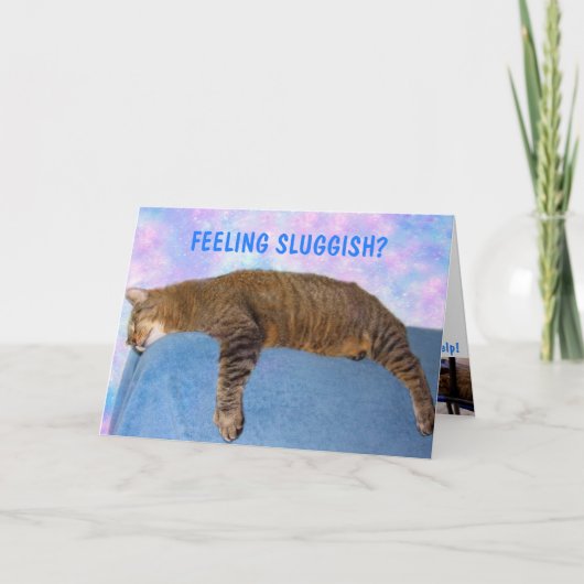 Couch Potato Sluggish Cat Get Well Card Karte (Vorderseite)