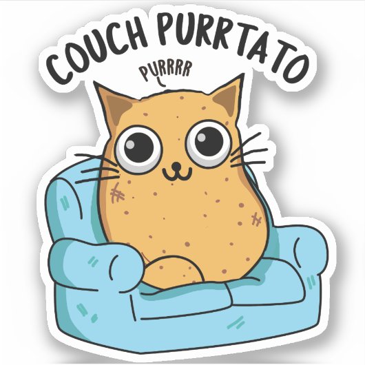 Couch Purrtato Funny Potato Puff Aufkleber (Vorderseite)