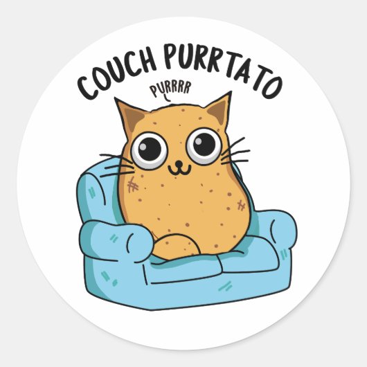 Couch Purrtato Funny Potato Puff Runder Aufkleber (Vorderseite)