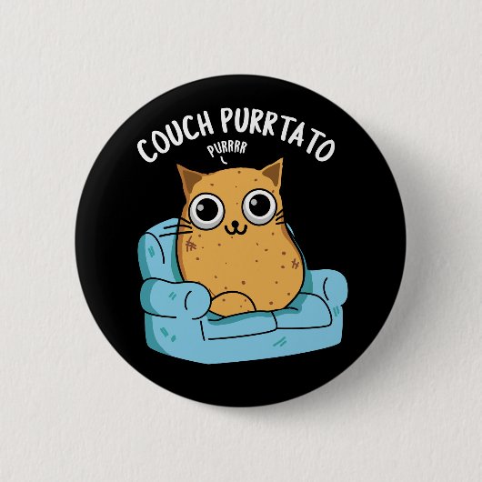 Couch Purrtato Funny Potato Pun Dark BG Button (Vorderseite)