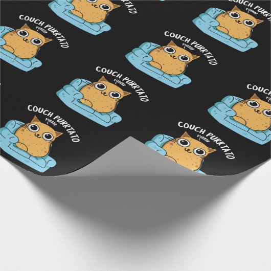 Couch Purrtato Funny Potato Pun Dark BG Geschenkpapier (Ecke)
