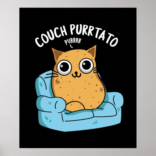 Couch Purrtato Funny Potato Pun Dark BG Poster (Vorne)
