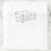 Couch Quadratischer Aufkleber (Tasche)