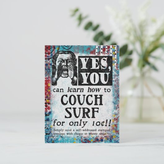 Couch Surf - Funny Vintage Ad Postkarte (Stehend Vorderseite)