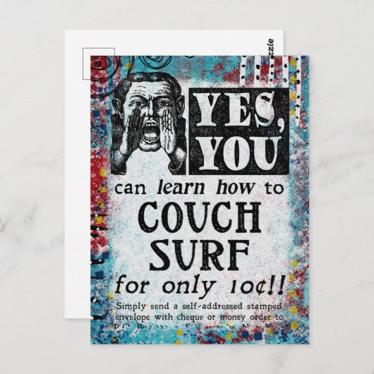 Couch Surf - Funny Vintage Ad Postkarte (Vorne/Hinten)