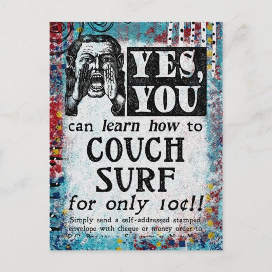 Couch Surf - Funny Vintage Ad Postkarte (Vorderseite)