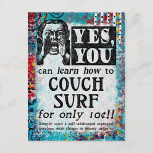Couch Surf - Lustige Vintage-Werbung Postkarte