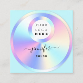 Couch Therapeut Holograph QR Code Logo Foto Aqua Quadratische Visitenkarte