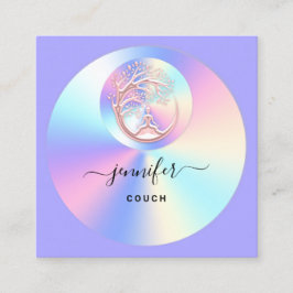 Couch Therapist Holograph QR Logo Yoga Lila Quadratische Visitenkarte