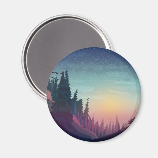 Coucher de soleil sur forêt magnet (Vorderseite/Rückseite)