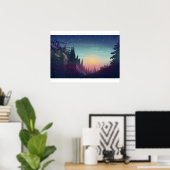 Coucher de soleil sur forêt poster (Heimbüro)