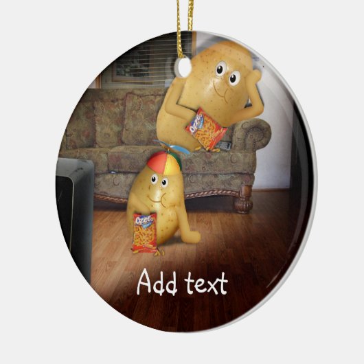 Couchkartoffeln mit Vaterschlafen auf der Couch Keramikornament (Links)