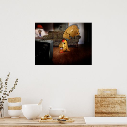 Couchkartoffeln mit Vaterschlafen auf der Couch Poster (Küche)