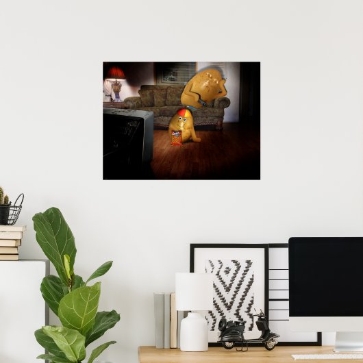 Couchkartoffeln mit Vaterschlafen auf der Couch Poster (Heimbüro)