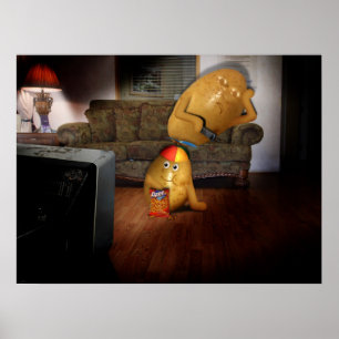 Couchkartoffeln mit Vaterschlafen auf der Couch Poster