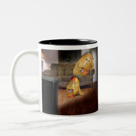 Couchkartoffeln Vater und Sohn Zweifarbige Tasse (Links)