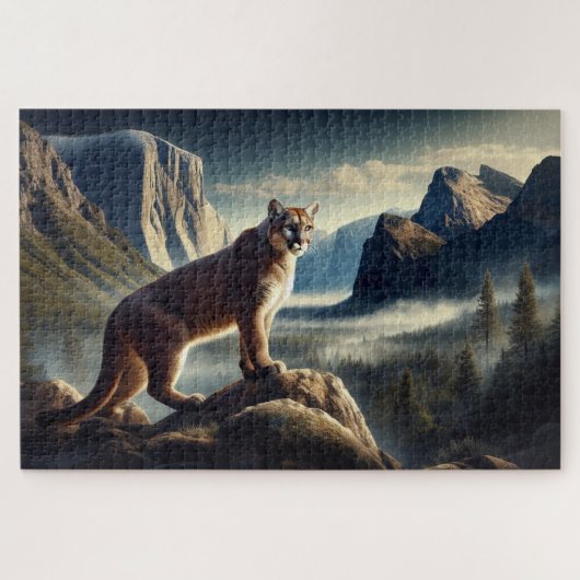 Cougar auf den Felsen, Bergwelt Puzzle (Horizontal)