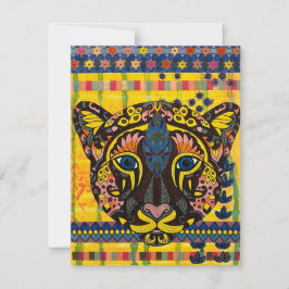 Cougar auf der hellgelben Hintergrundblankkarte Mitteilungskarte