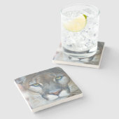 Cougar, Berglöwe, Panther Florida, Puma Steinuntersetzer (Seitenansicht)