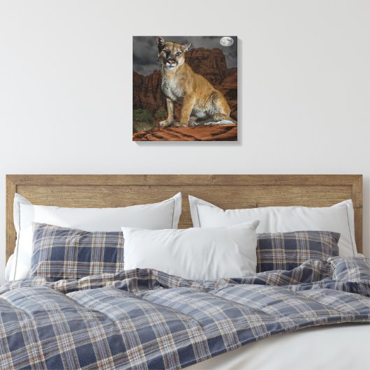 Cougar Canvas Print Leinwanddruck (Insitu (Schlafzimmer))