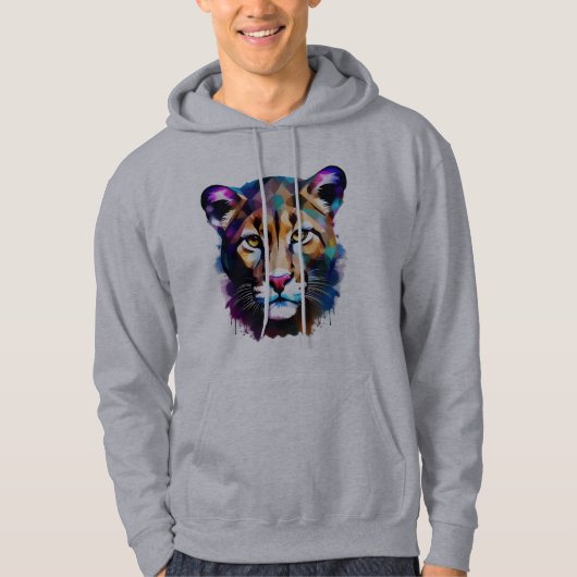 Cougar Color Splash Abstrakt Art Hoodie (Vorderseite)