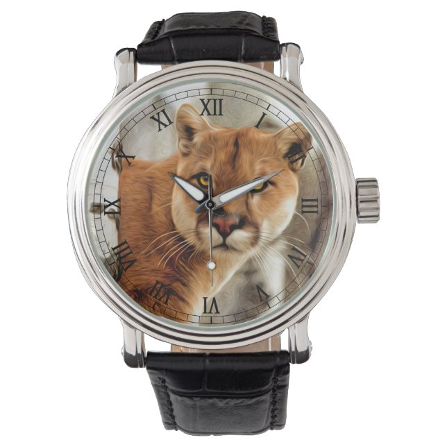Cougar-Foto-Malerei Armbanduhr (Vorderseite)
