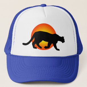 Cougar-Gebirgslöwe-Panther-Silhouette-Rot-Kreis Truckerkappe