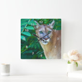 Cougar im Dschungel Quadratische Wanduhr (Zuhause)