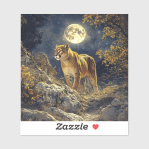Cougar im Mondlicht Wildlife Art Aufkleber