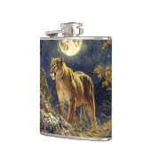 Cougar im Mondlicht Wildlife Art Flachmann (Links)