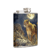 Cougar im Mondlicht Wildlife Art Flachmann (Rechts)