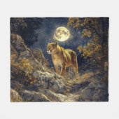 Cougar im Mondlicht Wildlife Art Fleecedecke (Vorderseite (Horizontal))