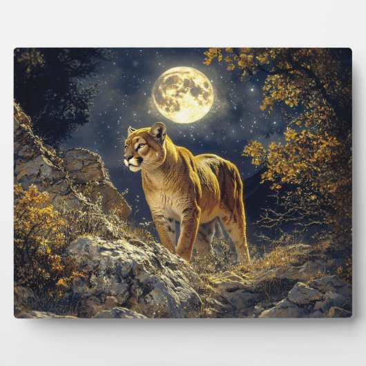 Cougar im Mondlicht Wildlife Art Fotoplatte (Vorderseite)