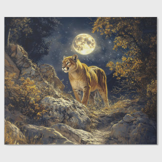Cougar im Mondlicht Wildlife Art Geschenkpapier