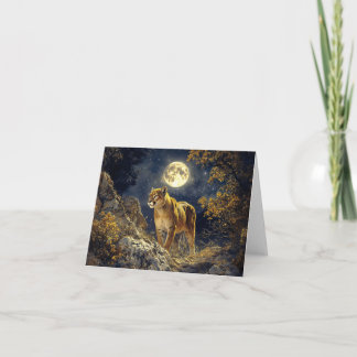Cougar im Mondlicht Wildlife Art Karte