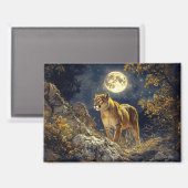 Cougar im Mondlicht Wildlife Art Magnet (Vorderseite/Rückseite)